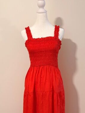 Poppy Red Gap Summer Dress with pockets